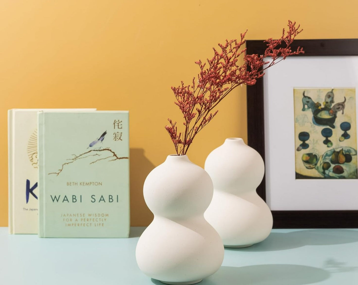 Xotic essentials Flower Vase Big Size - Ceramic Vase - Vase for Living Room, Waterproof Earthy Matte Finish, Peanut Shape, 6 Inches, White