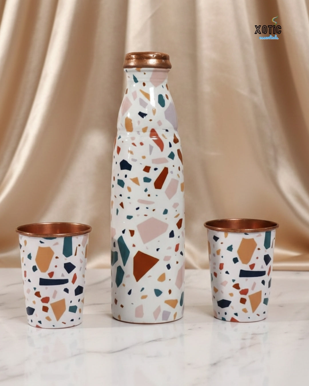 Terrazzo Print Pure Copper Bottle Set