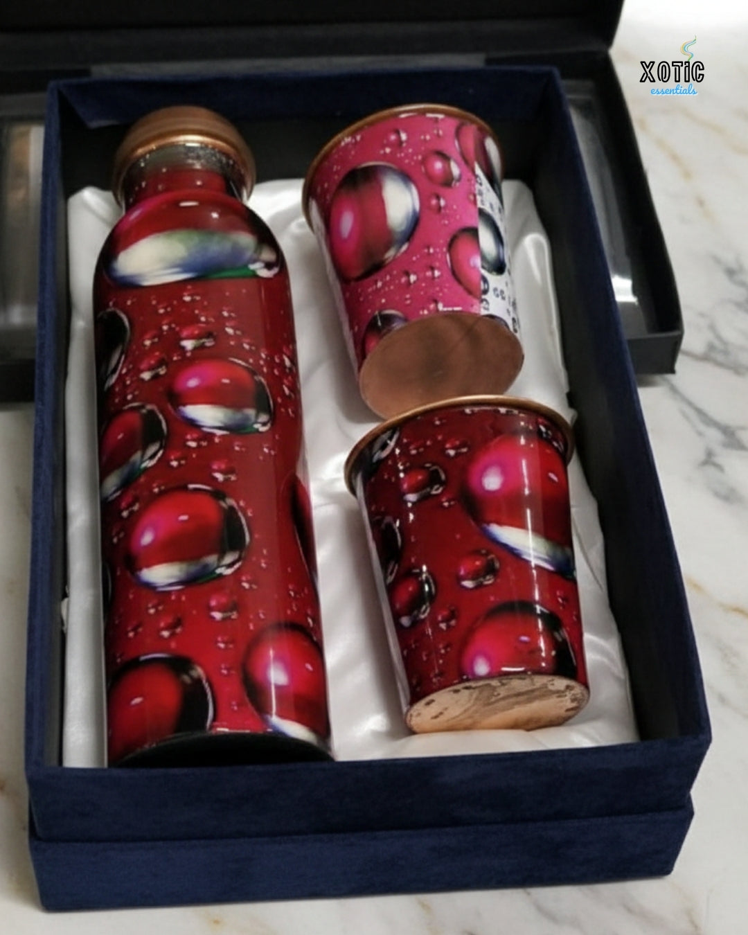 Ruby Droplets Copper Bottle Set