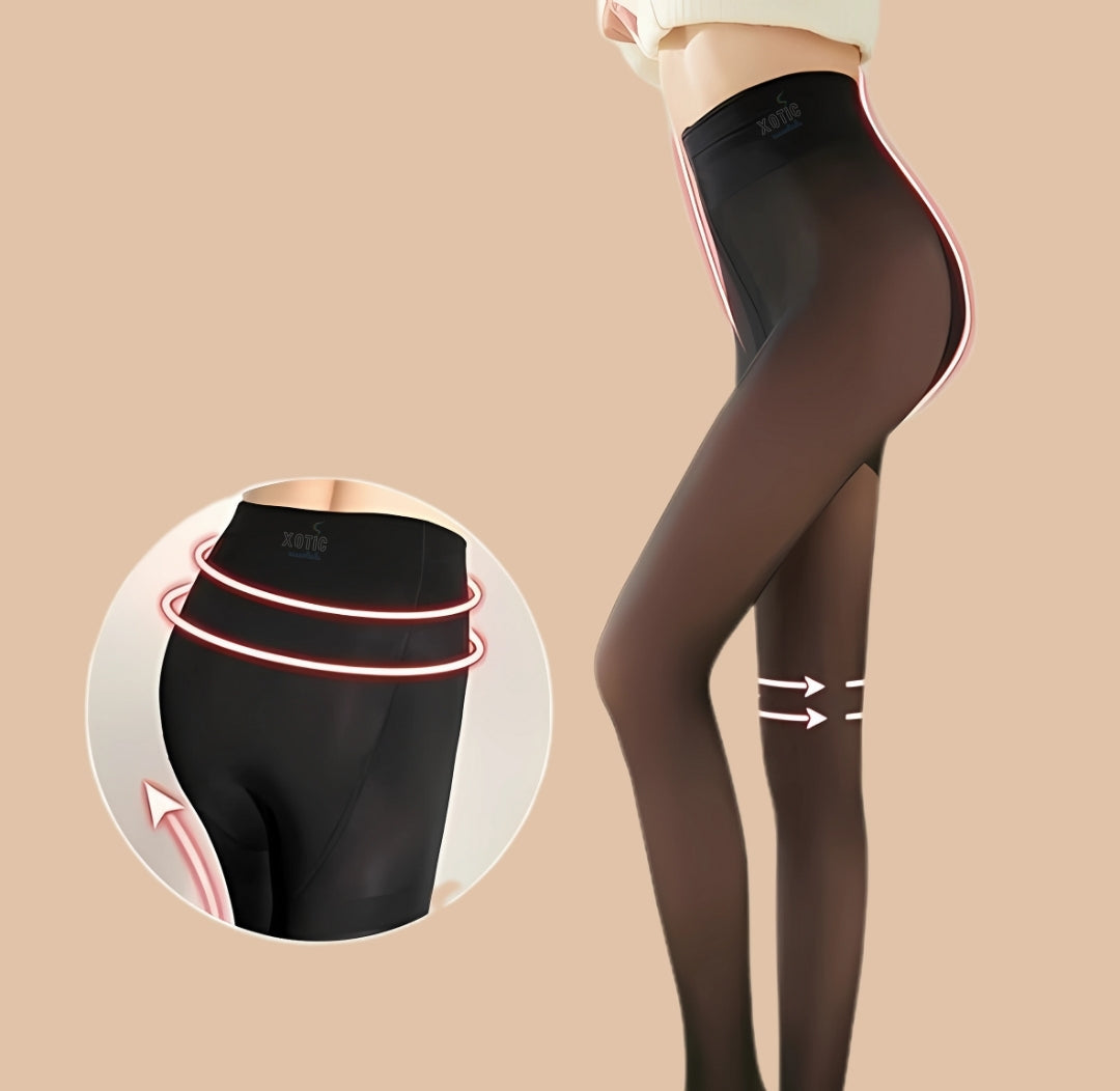 XOTIC Thermal Fleece Leggings: Ultra-Warm, Stretch Fit (26”-34” Waist) FREE Size