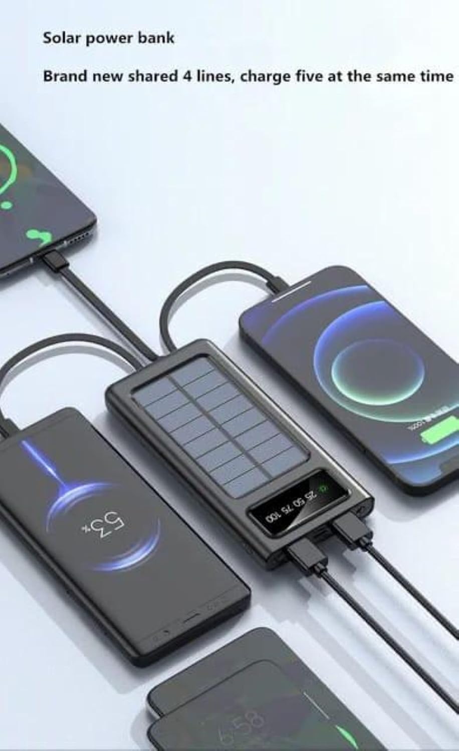 The Xotic Essentials 10000mAh Solar Power Bank with Built-in 4 Cables: Your Ultimate Off-Grid Charger
