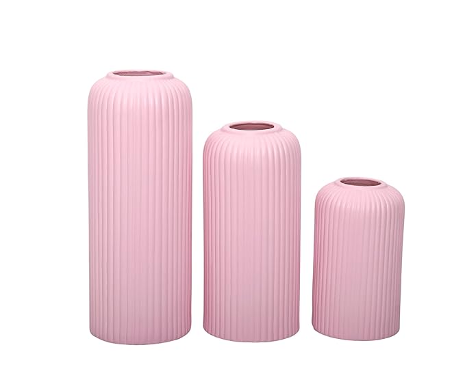 Xotic essentials Modern Ceramic Flower Vase for home decor, Flower Pots for Home Decoration, Gift Items (Set of 3PCS, Off White)
