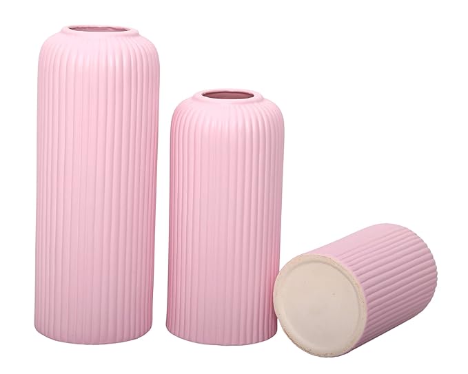 Xotic essentials Modern Ceramic Flower Vase for home decor, Flower Pots for Home Decoration, Gift Items (Set of 3PCS, Off White)