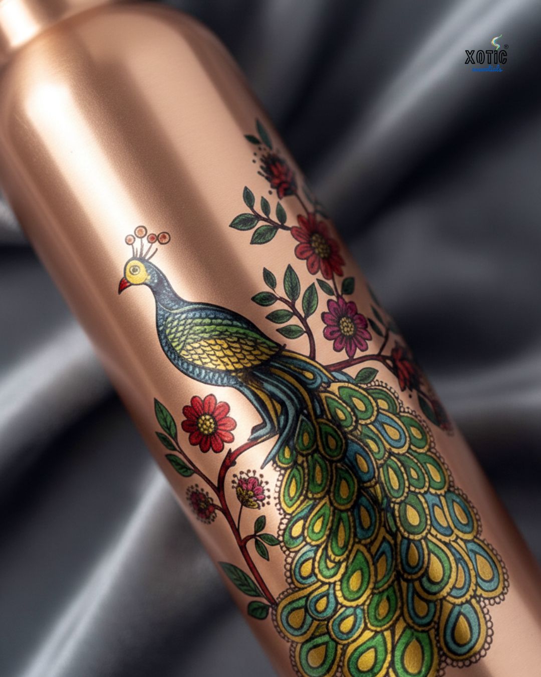 Pure Copper Bottle Set (Peacock Edition)