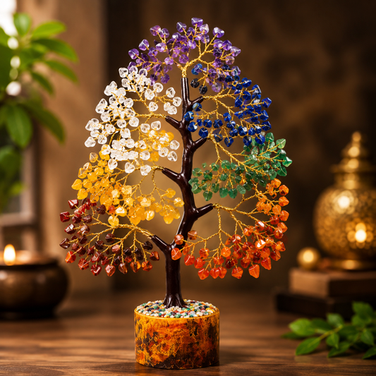 XOTIC 7 Chakra Crystal Tree – Natural Healing Gemstone Bonsai Tree for Positive Energy, Meditation, Vastu Home & Office Decor