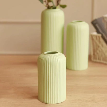 Xotic essentials Modern Ceramic Flower Vase for home decor, Flower Pots for Home Decoration, Gift Items (Set of 3PCS, Off White)