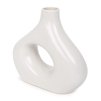 Xotic essentials Decorative Round Stylish Ceramic Vase for Pampas Grass Home Decor Items for Dried Flower, Decor Showpiece - Truly Ceramics