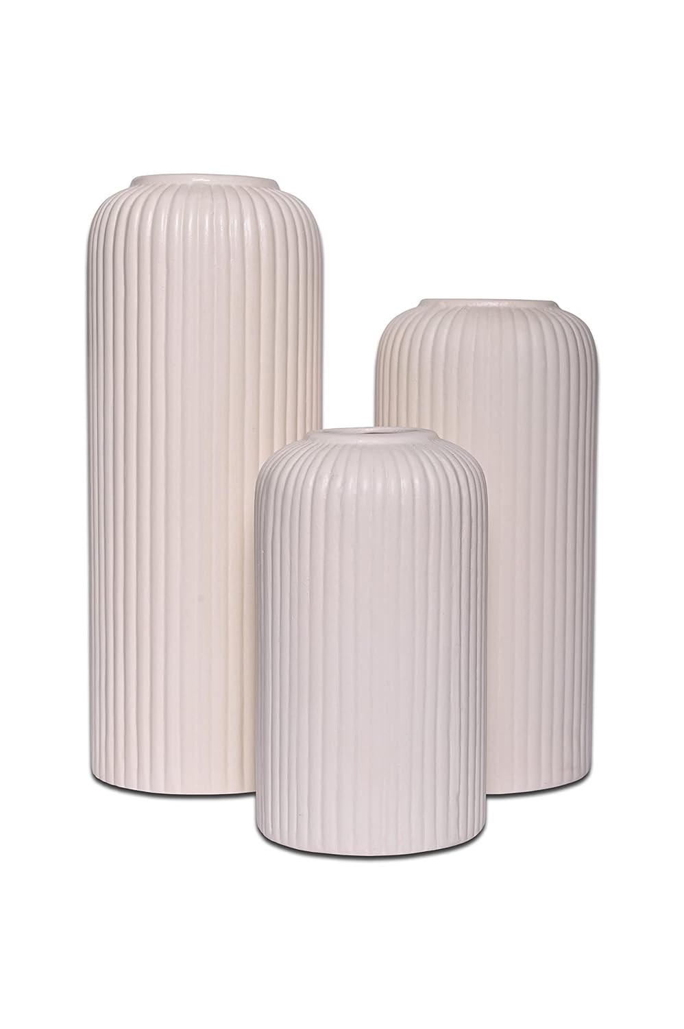 Xotic essentials Modern Ceramic Flower Vase for home decor, Flower Pots for Home Decoration, Gift Items (Set of 3PCS, Off White)