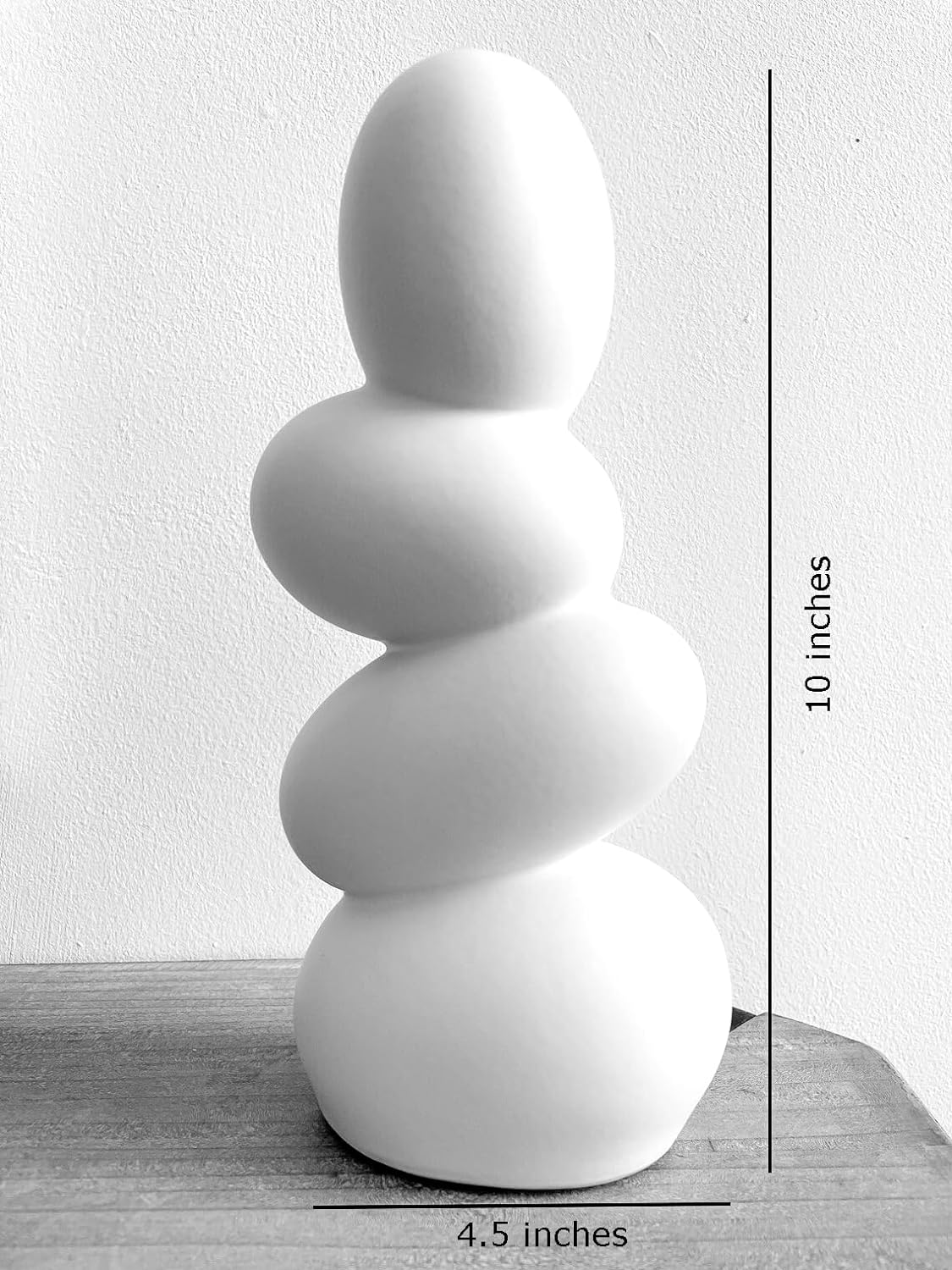 Xotic essentials Hohm Pebble Vase, Ceramic Flower Vases, 10 Inches, Vases for Home Decor, Stone Vase (Raw Matte Finish)(White)