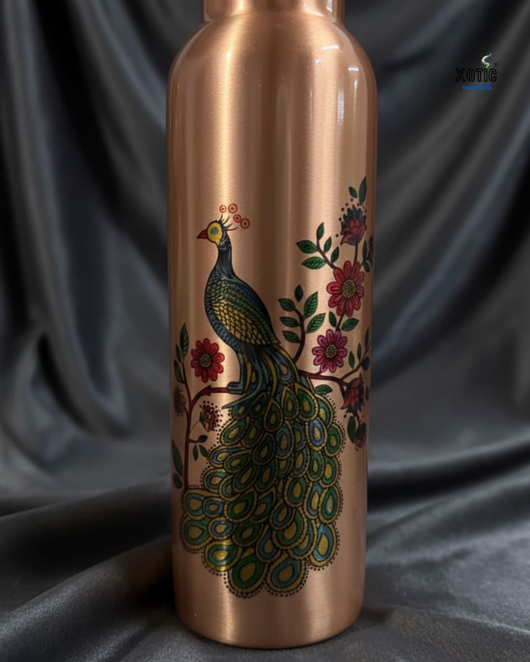 Pure Copper Bottle Set (Peacock Edition)