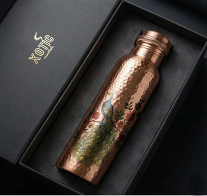 Pure Copper Bottle Set (Peacock Edition)
