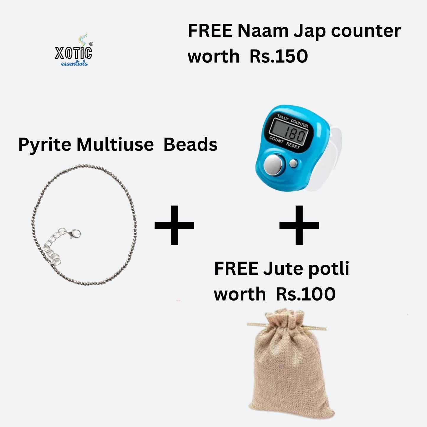 ✨ Pyrite Multiuse Beads + FREE Naam Jap Counter + FREE Jute Potli 🎁