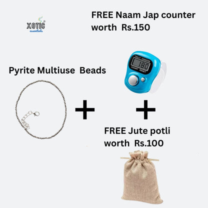 ✨ Pyrite Multiuse Beads + FREE Naam Jap Counter + FREE Jute Potli 🎁