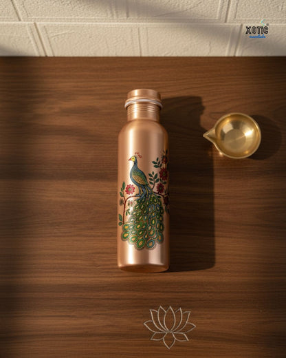 Pure Copper Bottle Set (Peacock Edition)