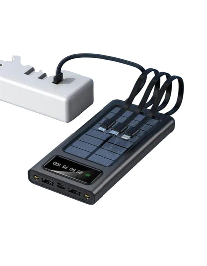 The Xotic Essentials 10000mAh Solar Power Bank with Built-in 4 Cables: Your Ultimate Off-Grid Charger