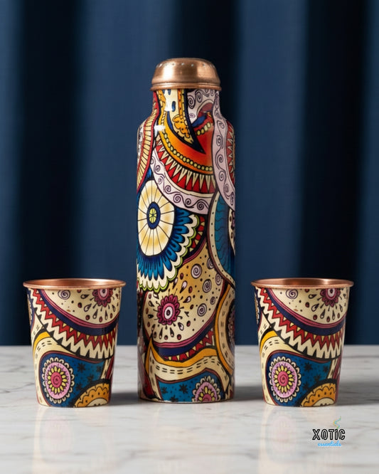Mandala Copper Bottle  Set – Vibrant Edition