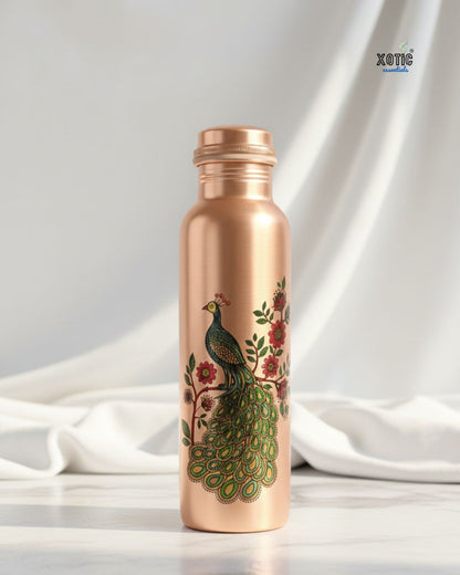 Pure Copper Bottle Set (Peacock Edition)