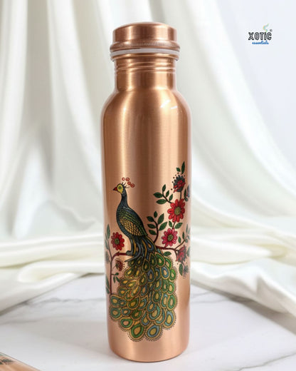 Pure Copper Bottle Set (Peacock Edition)
