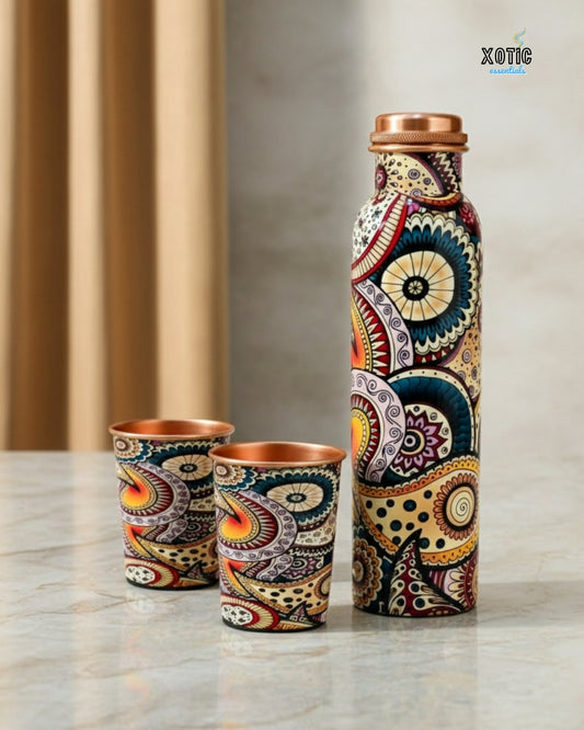 Artistic Mandala Copper Hydration Set