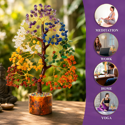 XOTIC 7 Chakra Crystal Tree – Natural Healing Gemstone Bonsai Tree for Positive Energy, Meditation, Vastu Home & Office Decor