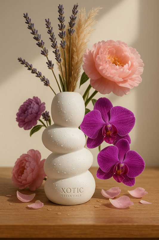Xotic essentials Hohm Pebble Vase, Ceramic Flower Vases, 10 Inches, Vases for Home Decor, Stone Vase (Raw Matte Finish)(White)