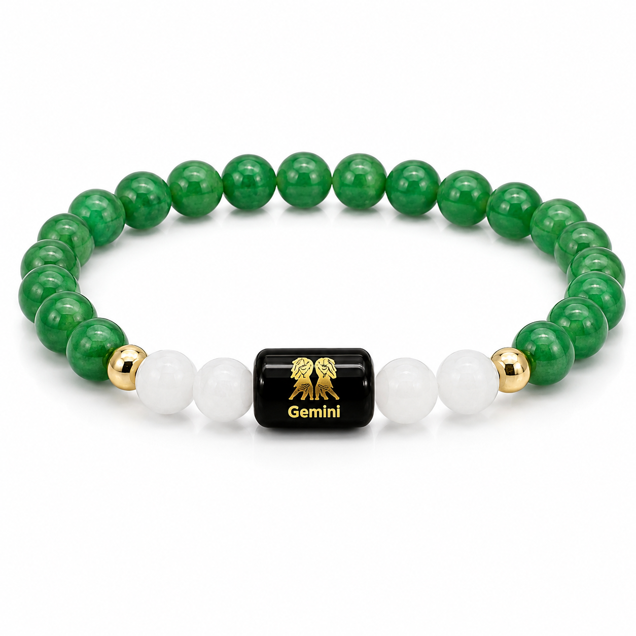 XOTIC Gemini (Mithun Rashi) Zodiac Green Aventurine & Milky Quartz Bracelet | Natural Crystal Healing Bracelet for Prosperity, Confidence & Communication