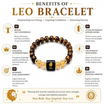 XOTIC Leo (Singh Rashi) Zodiac Tiger Eye & Citrine Bracelet